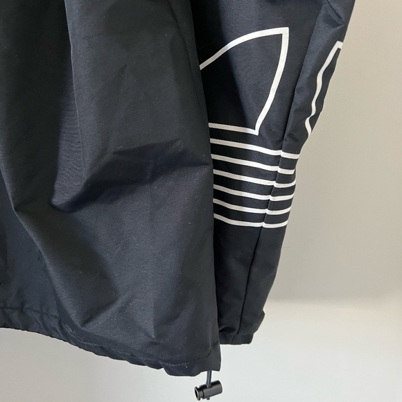 Adidas Fleece Lined Arm Trefoil Print Overhead Jacket In Black Size M - Picture 11 of 15